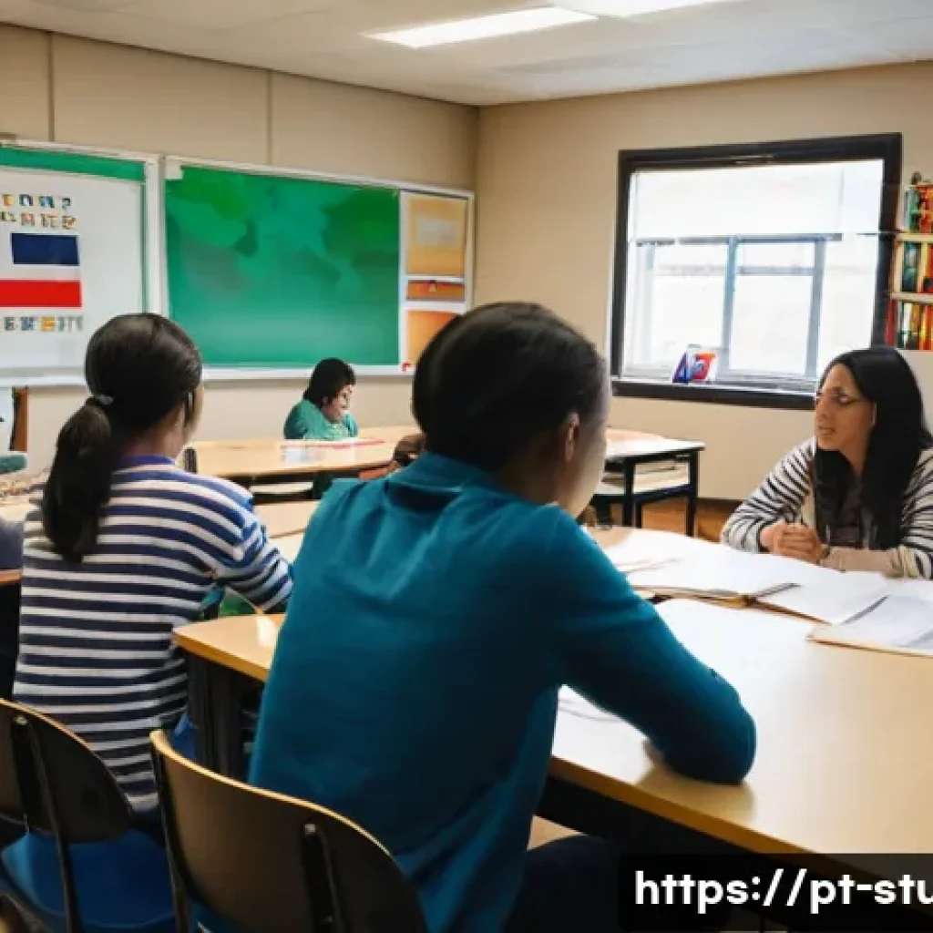 해외연수코디네이터 연수생 관리 - A warm and welcoming scene of a diverse group of international exchange students sitting in a cozy c...